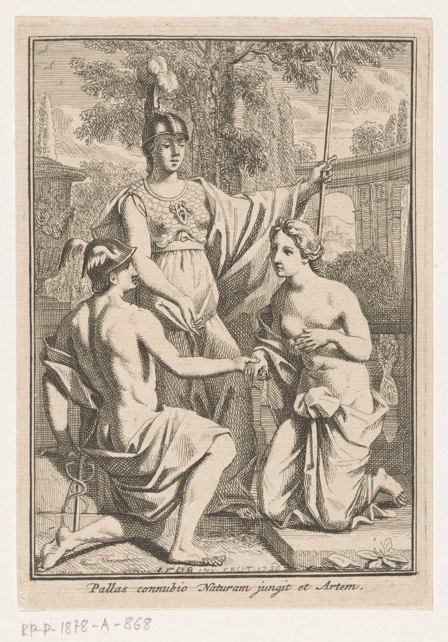 Minerva reúne a Mercurio y la personificación de la naturaleza de Louis Fabritius Dubourg