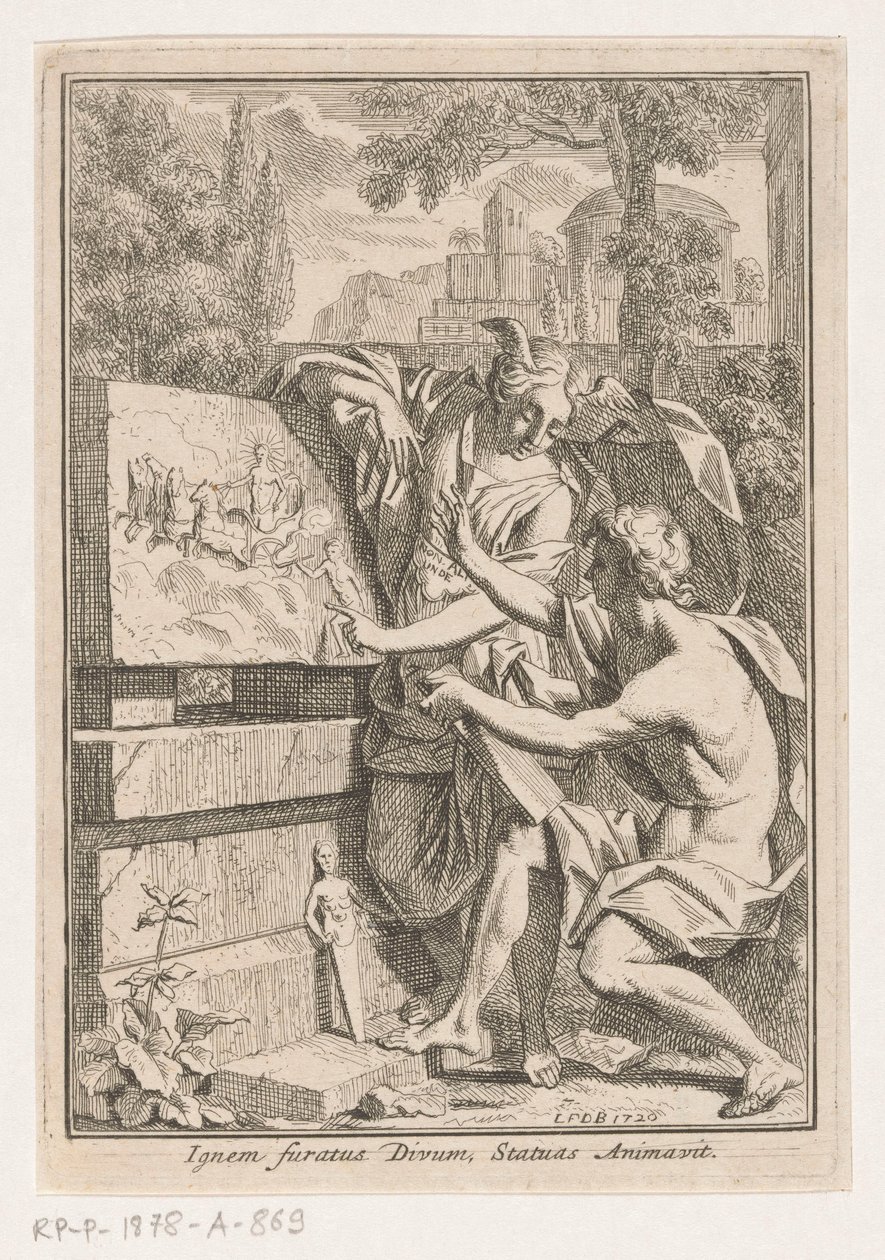 Mujer con cabeza alada muestra bajorrelieve a joven de Louis Fabritius Dubourg
