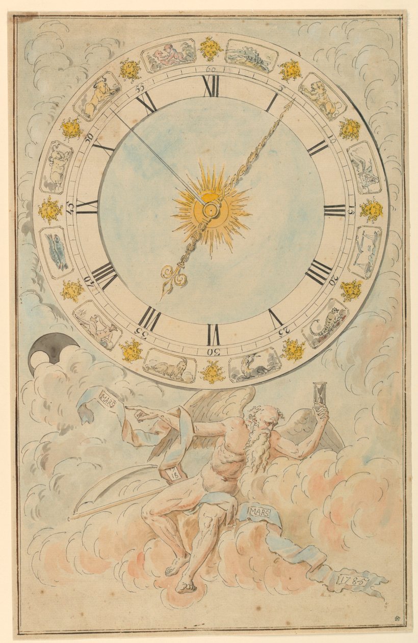 Esfera del reloj con los signos del zodiaco de Louis Felix de la Rue