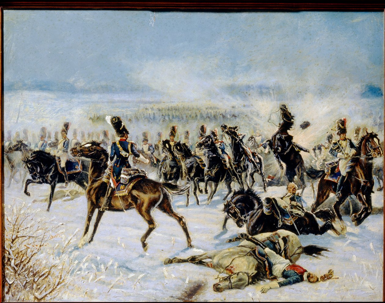 La batalla de Preussisch Eylau el 8 de febrero de 1807. Enfrentamiento militar entre el Gran Ejército Francés de Napoleón I (1769-1821) y el Imperio Ruso. Obra de Louis Ferdinand Malespina (1874-1940), óleo sobre lienzo de Louis Ferdinand Malespina