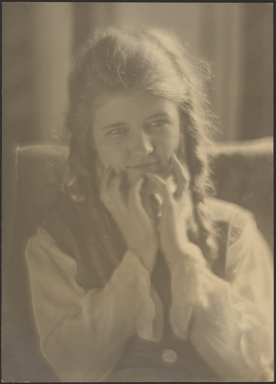 Retrato de una niña con rizos de Louis Fleckenstein