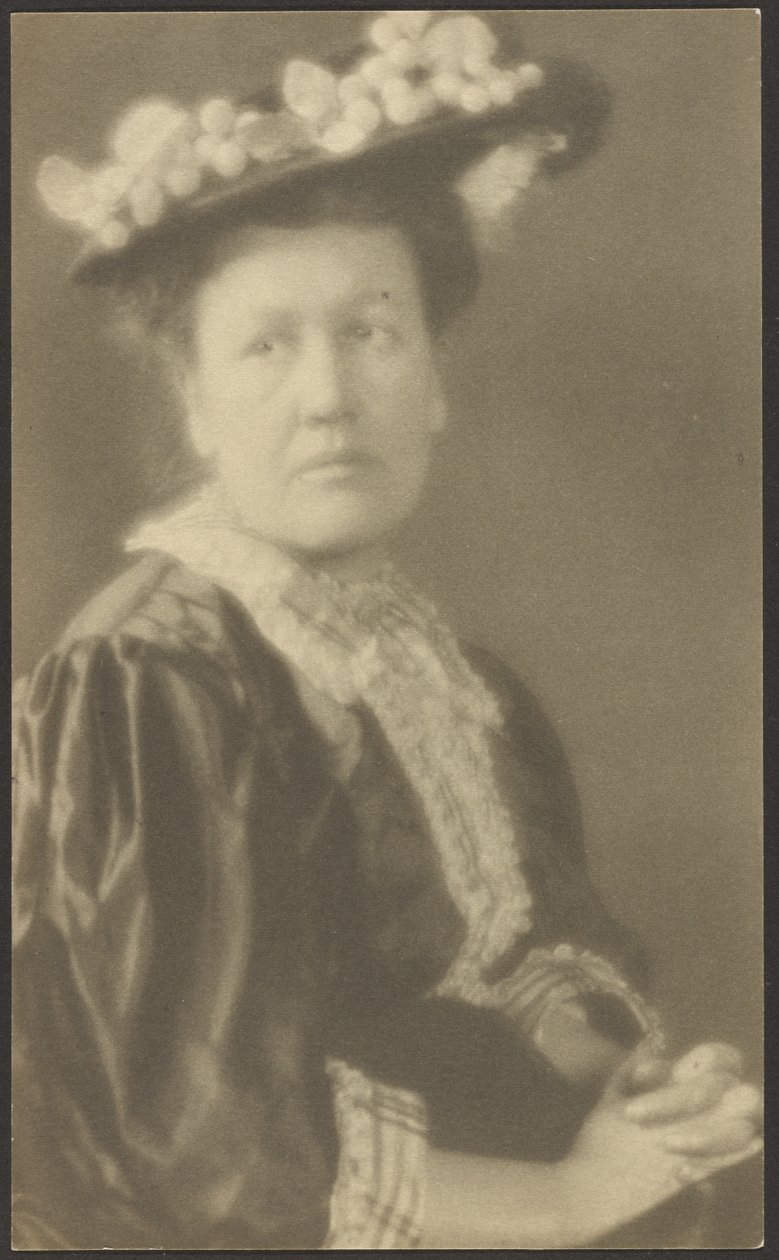 [Retrato de una mujer con sombrero y flores de cornejo] de Louis Fleckenstein