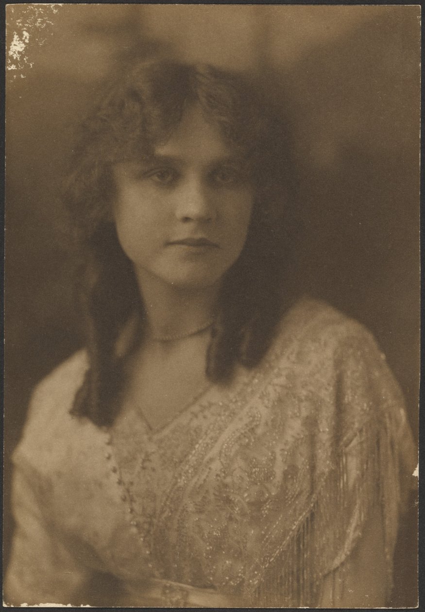 [Retrato de una mujer con un vestido con flecos de abalorios] de Louis Fleckenstein