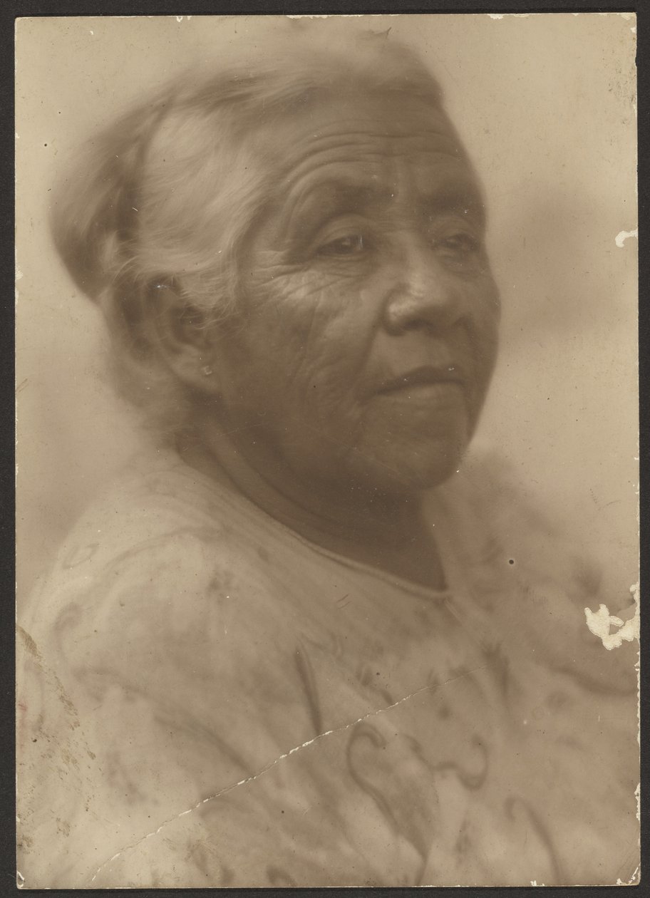 [Retrato de mujer con blusa estampada] de Louis Fleckenstein