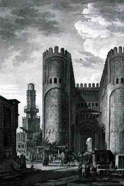 Bab El-Futuh (Puerta de las Victorias) grabado por Pierre Nicolas Ransonette de Volumen III de 