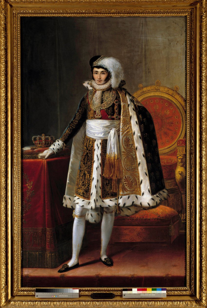 Retrato de cuerpo entero de Jerome Bonaparte (1784-1860), rey de Westfalia. En traje de comandante de la Orden de la Corona Real de Westfalia, circa 1810 de Louis Francois (attr. to) Aubry