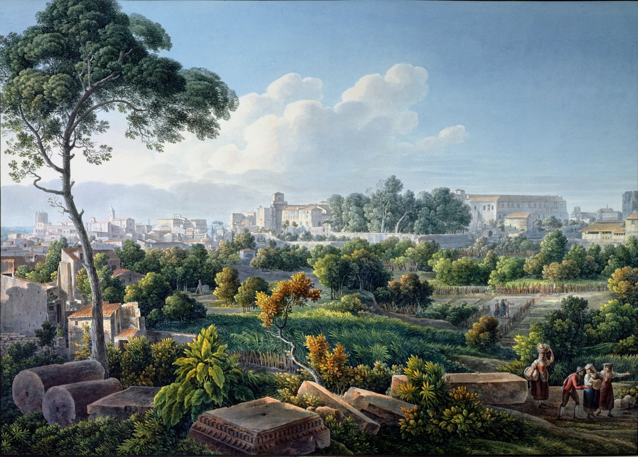 Vista de la colina Esquilina, Roma, c.1800 de Louis Francois Cassas
