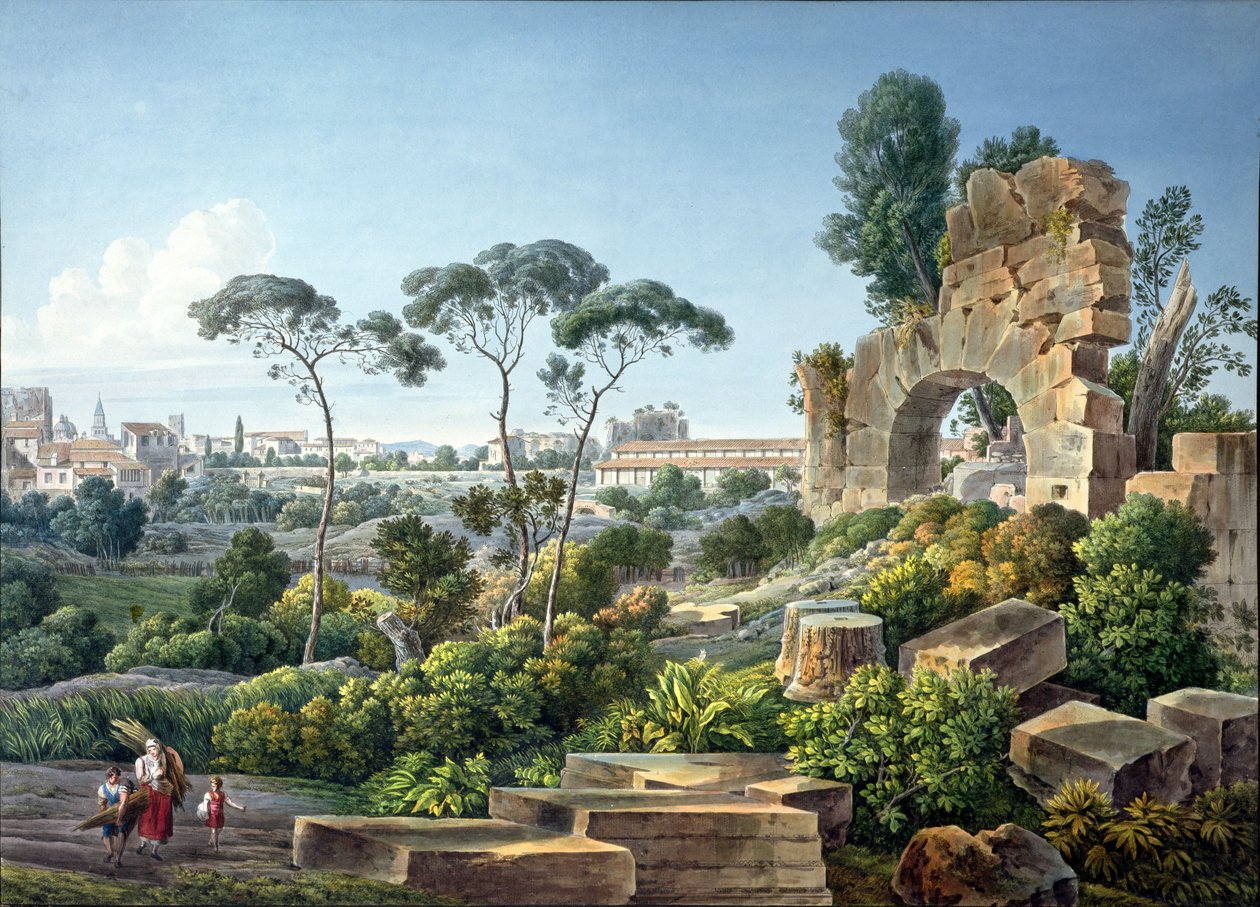 Vista de la Colina Esquilina, Roma, c.1800 de Louis Francois Cassas