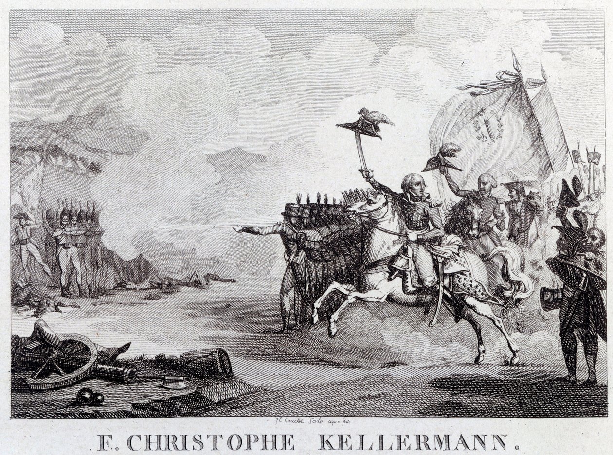 Revolución Francesa: “el general y mariscal François Christophe Kellermann (1735-1820) durante la Batalla de Valmy el 20/09/1792” Grabado por Louis François Couché (1782-1849) siglo XVIII París, Museo Carnavalet de Louis Francois Couche