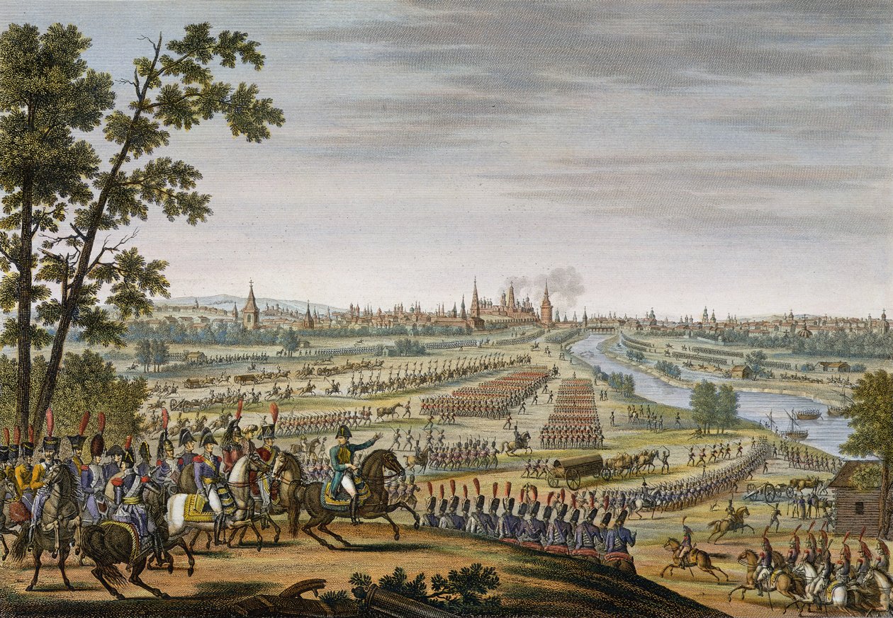 La entrada de los franceses en Moscú, 14 de septiembre de 1812, grabado por Edme Bovinet (1767-1832) de Louis Francois Couche