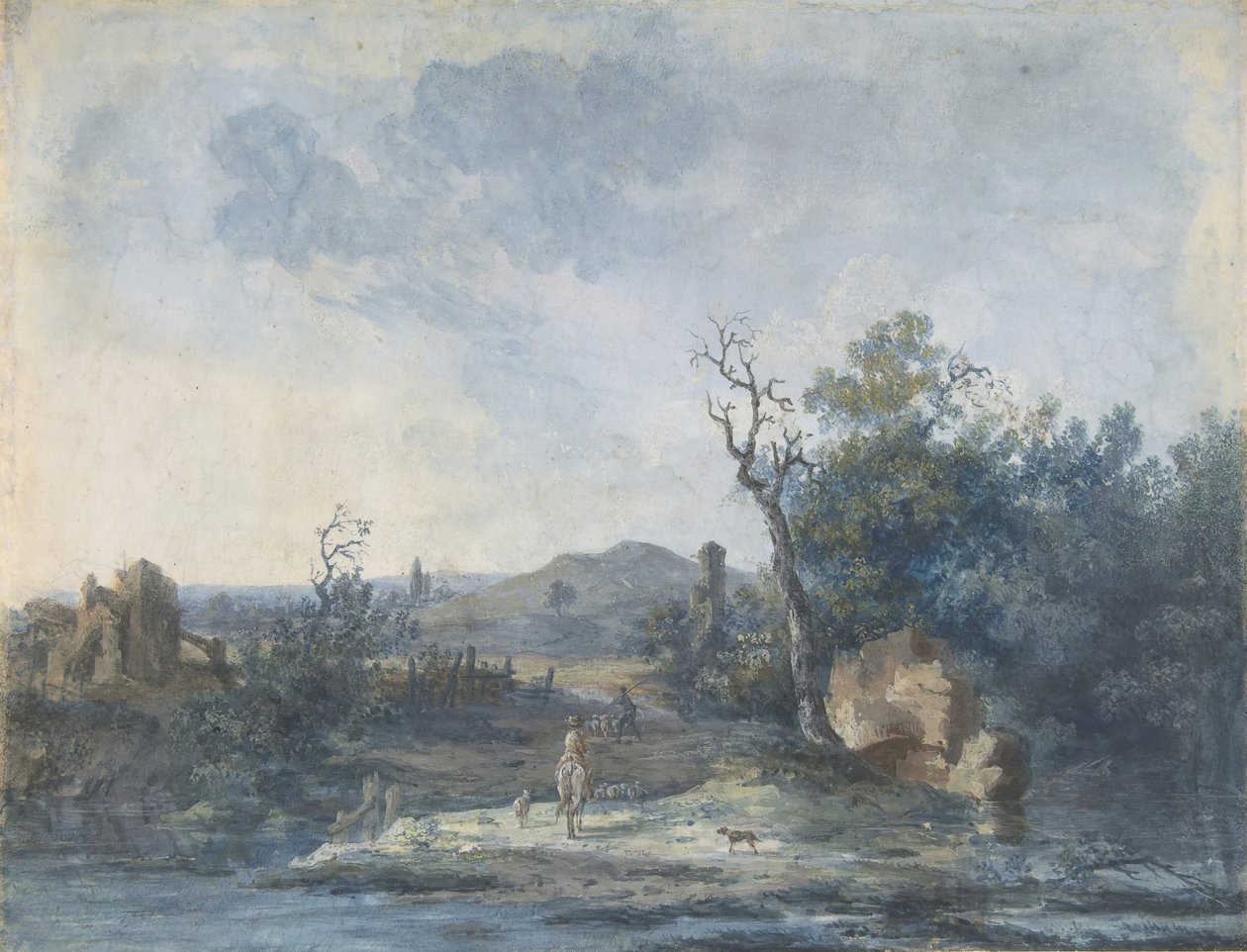 Figuras en un camino rural, s.f. de Louis Gabriel Moreau