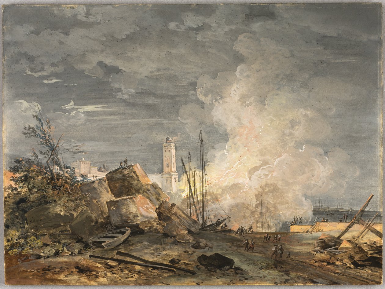 Incendio en el puerto de Louis Gabriel Moreau
