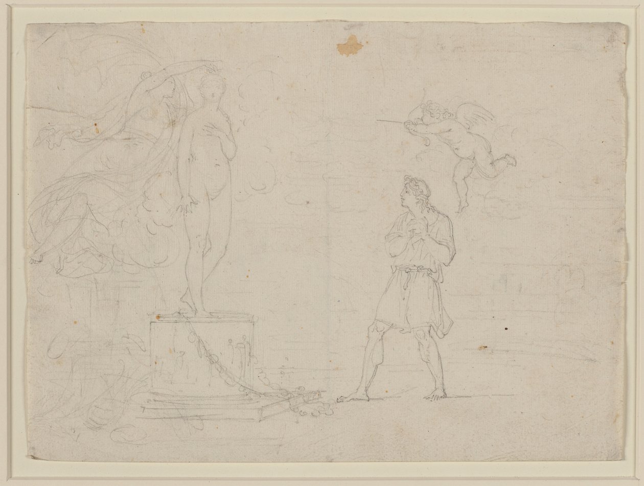 Estudio para Pigmalión y Galatea, c.1797 (tiza sobre papel) de Louis Gauffier