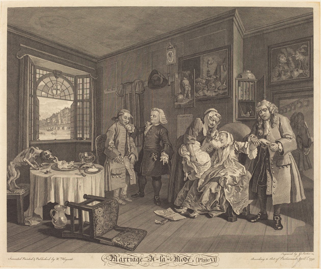 Matrimonio a la moda: pl. 6 de Louis Gerard Scotin after William Hogarth