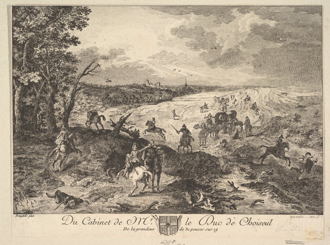 Robo en un Camino después de una pintura en la colección del Duque de Choiseul, 1771 de Louis Germain