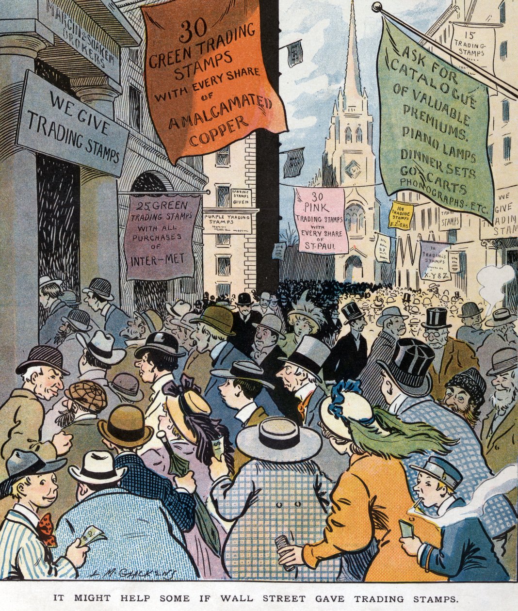Podría ayudar a algunos si Wall Street diera sellos de comercio por Louis Glackens 1866-1933, artista. Publicado en 1907. de Louis Glackens