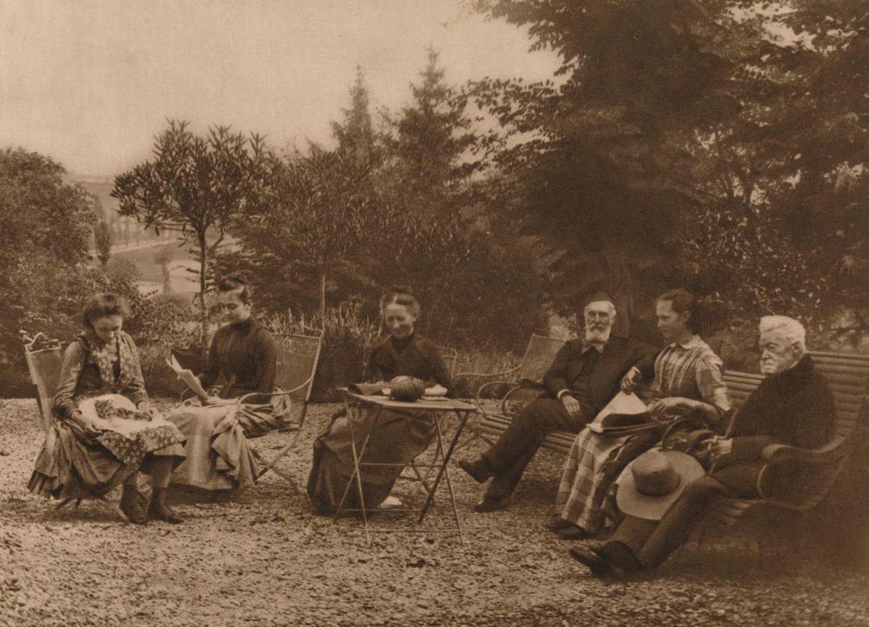 Un grupo de hombres y mujeres sentados hablando en una mesa, 1937 de Louis Guichard