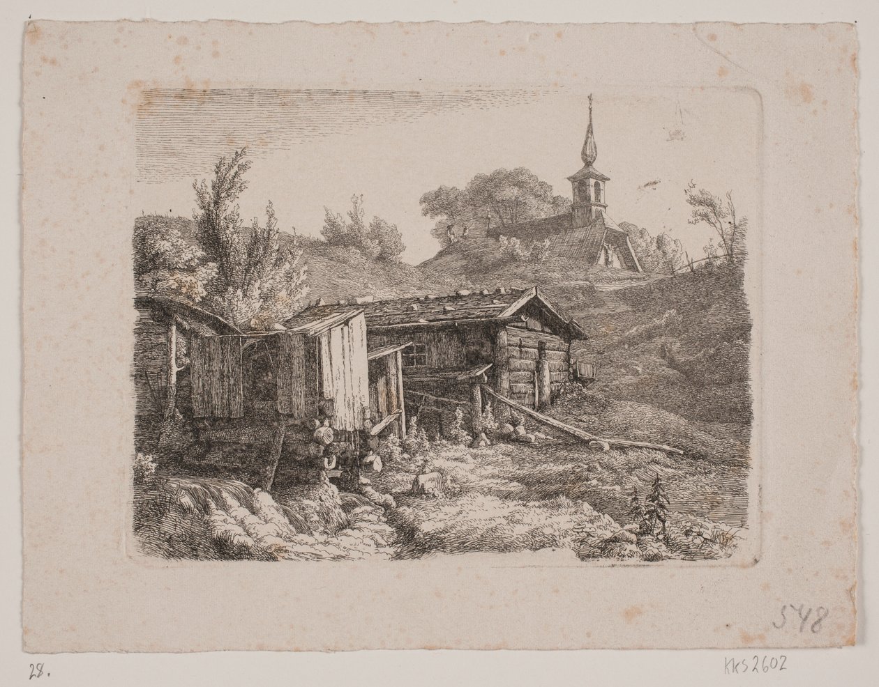 Paisaje con un molino de agua de Louis Gurlitt
