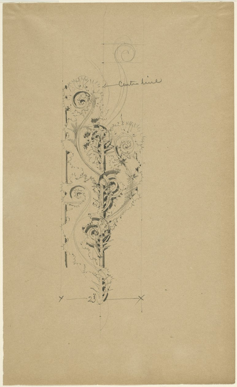 Teatro McVickers: Boceto para banda ornamental sin título de Louis H. Sullivan
