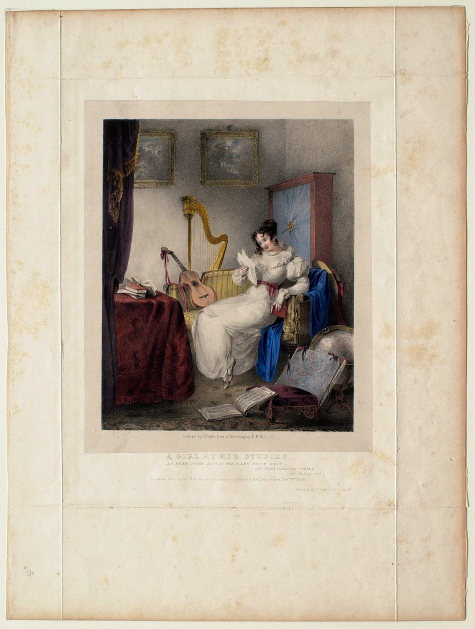 Una joven estudiando de Louis Haghe