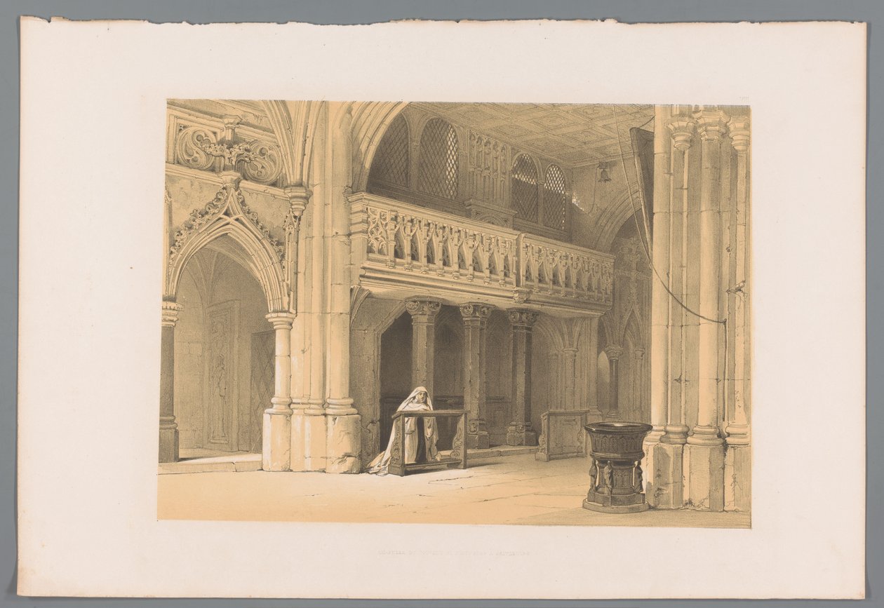 Biddende non in het Nonnbergklooster te Salzburg Capilla del convento nonenberg en Saltzburg (título sobre objeto) de Louis Haghe