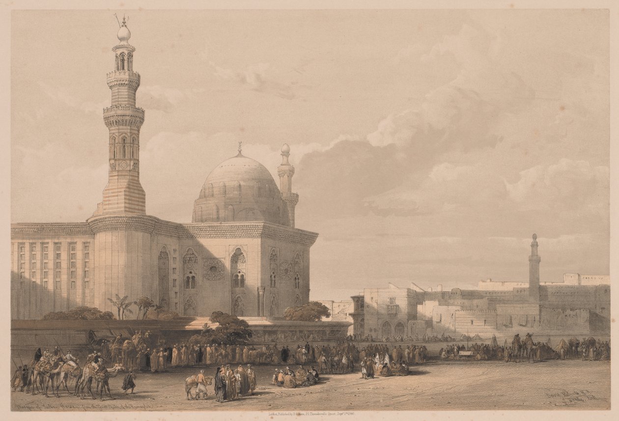 Egipto y Nubia: Volumen III - No. 38, Mezquita del Sultán Hassan desde la Gran Plaza de Rameyleh de Louis Haghe