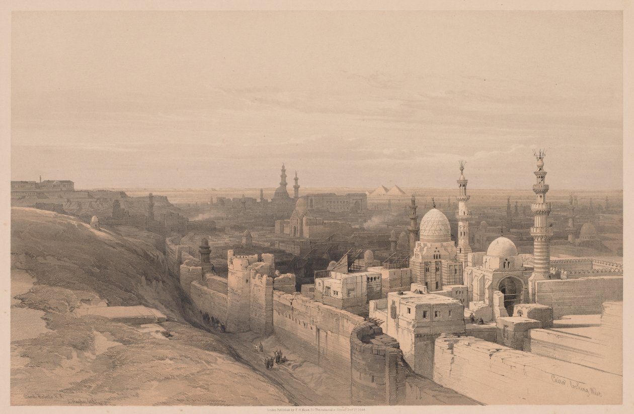 Egipto y Nubia: Volumen III - No. 26, El Cairo, mirando al oeste de Louis Haghe