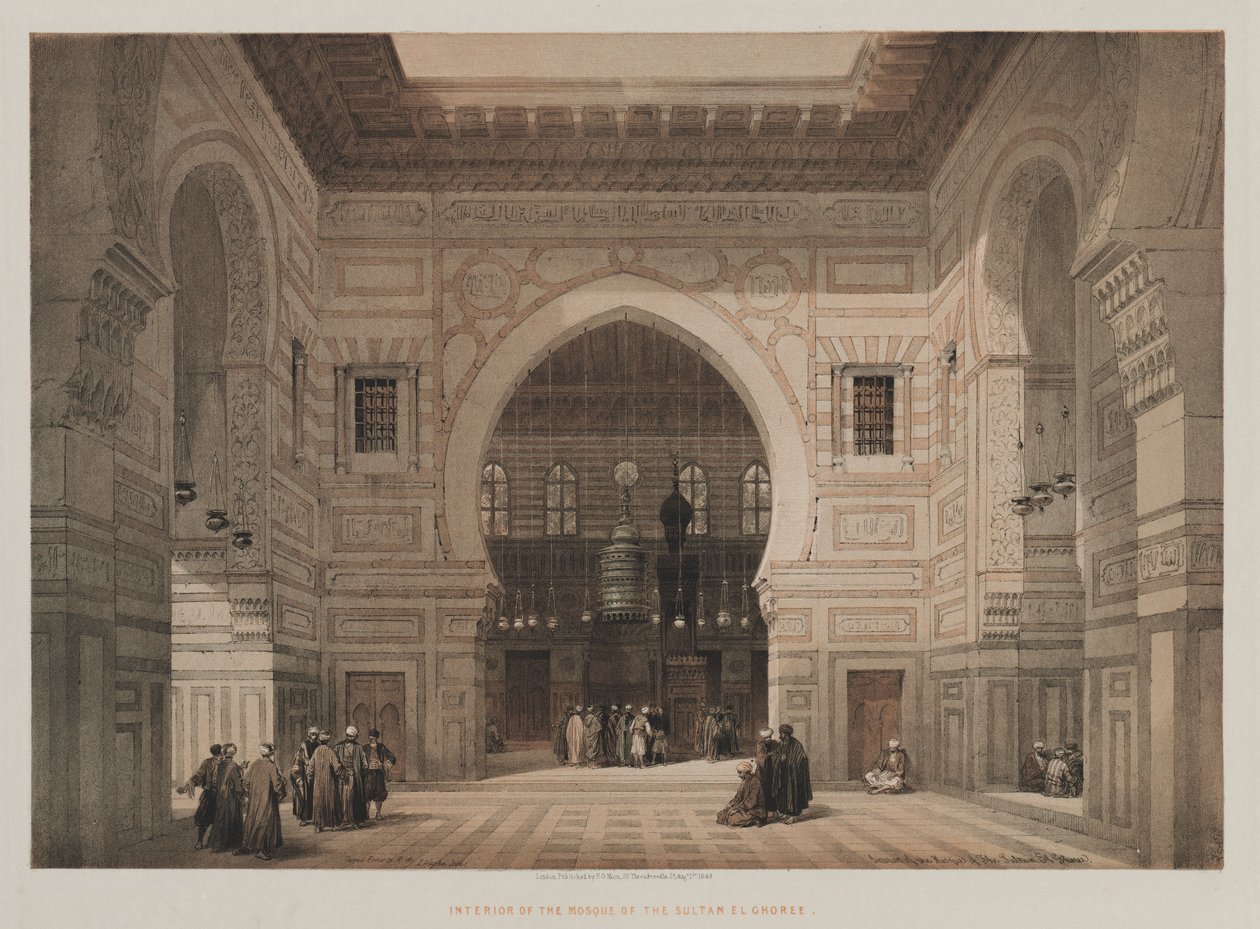 Egipto y Nubia, Volumen III: Interior de la Mezquita del Sultán El Ghoree de Louis Haghe