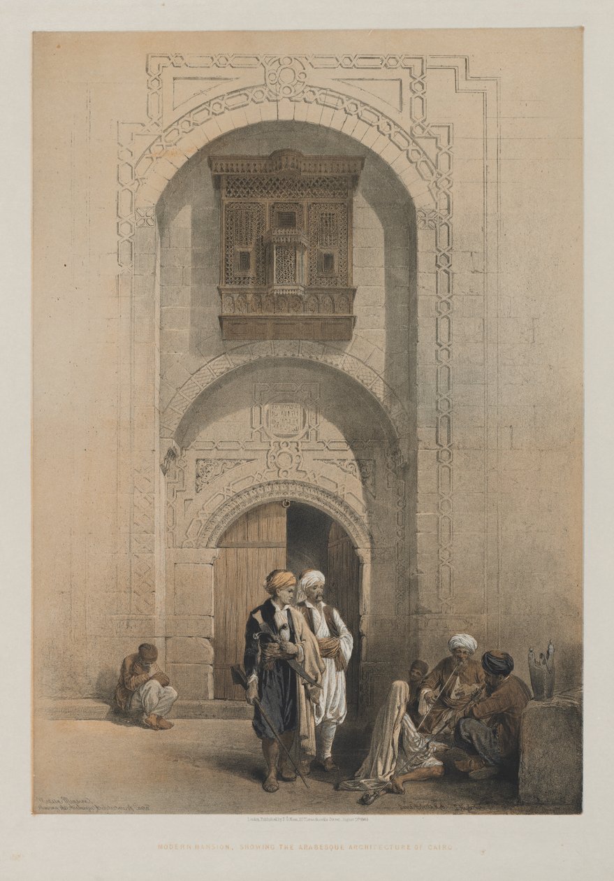 Egipto y Nubia, Volumen III: Mansión moderna, que muestra la arquitectura arabesca de El Cairo de Louis Haghe