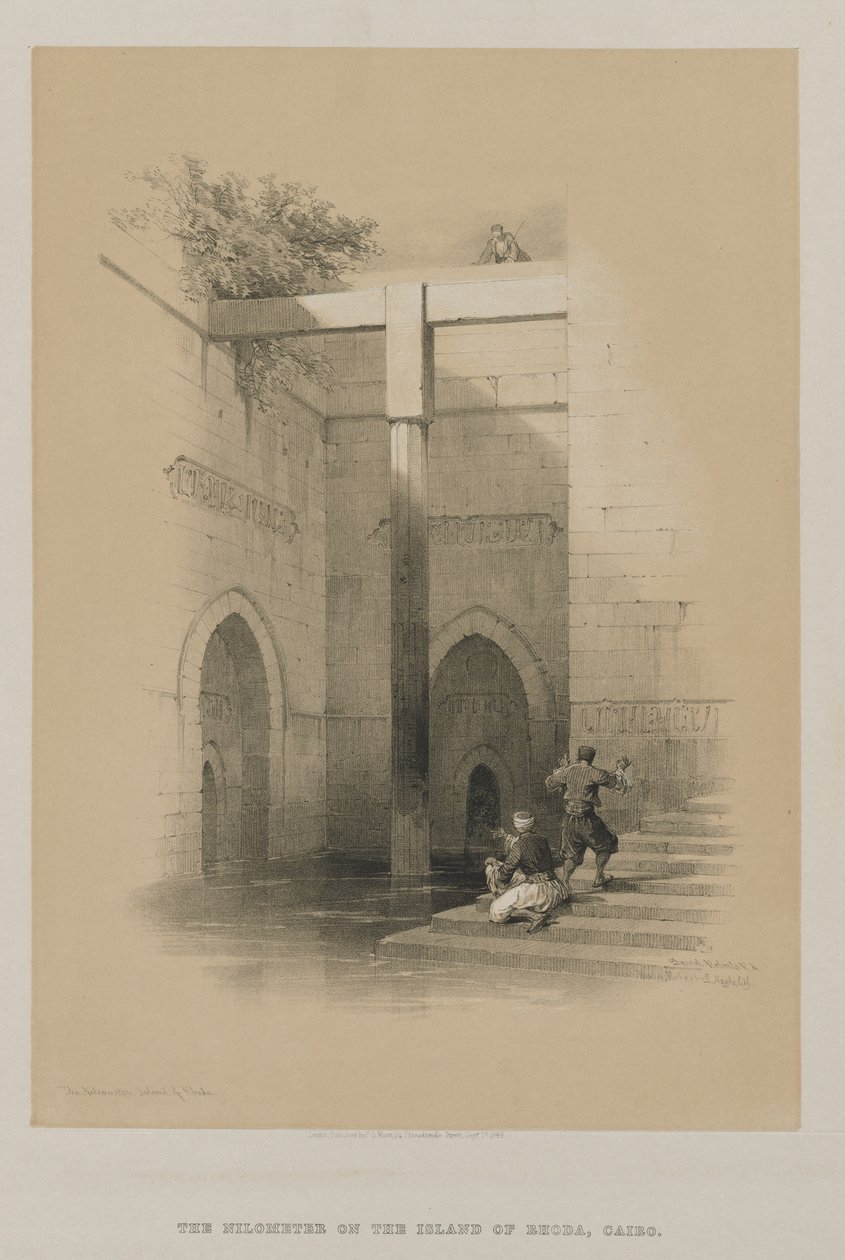 Egipto y Nubia, Volumen III: El Nilómetro. Isla de Rhoda, 1849 de Louis Haghe