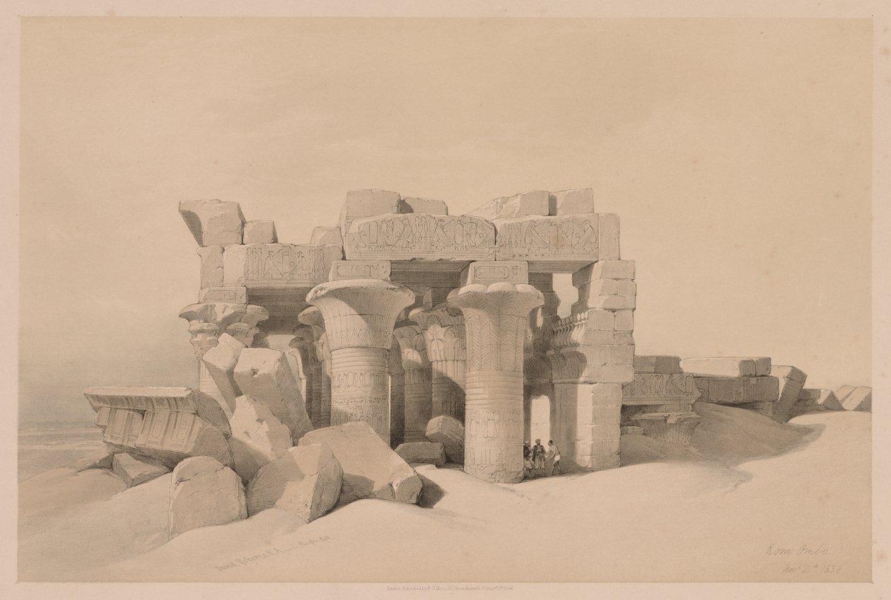 Egipto y Nubia: Volumen II - No. 42, Ruinas de Kom Ombo, 1838 de Louis Haghe