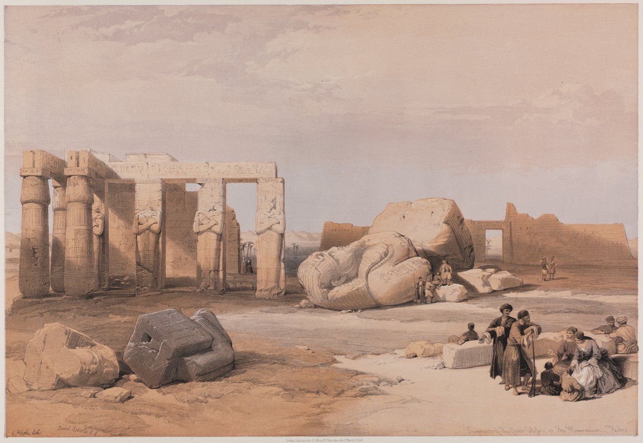 Egipto y Nubia, Volumen II: Fragmentos de los Grandes Colosos en el Memnonium, Tebas de Louis Haghe