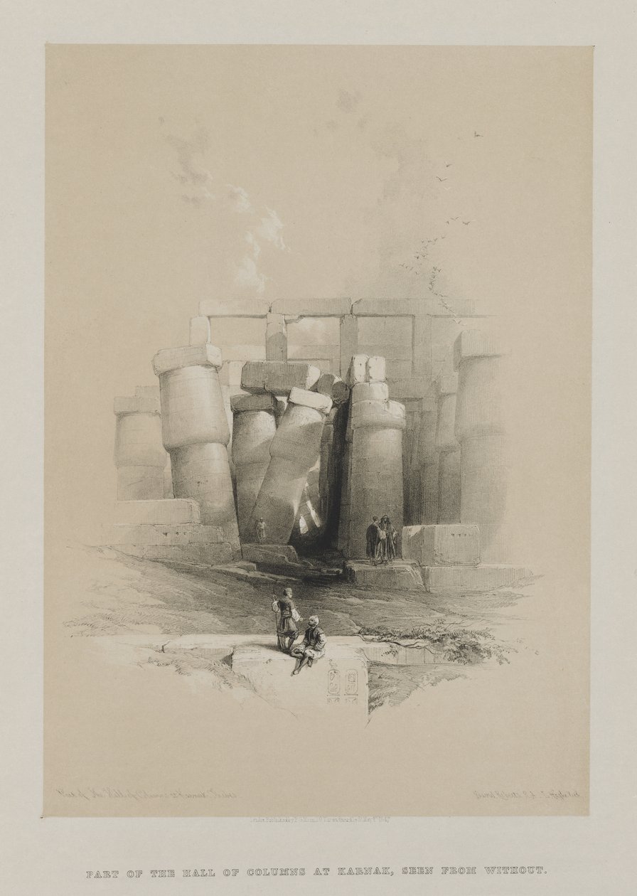 Egipto y Nubia, Volumen II: Parte del Salón de Columnas en Karnak, Tebas, 1847 de Louis Haghe