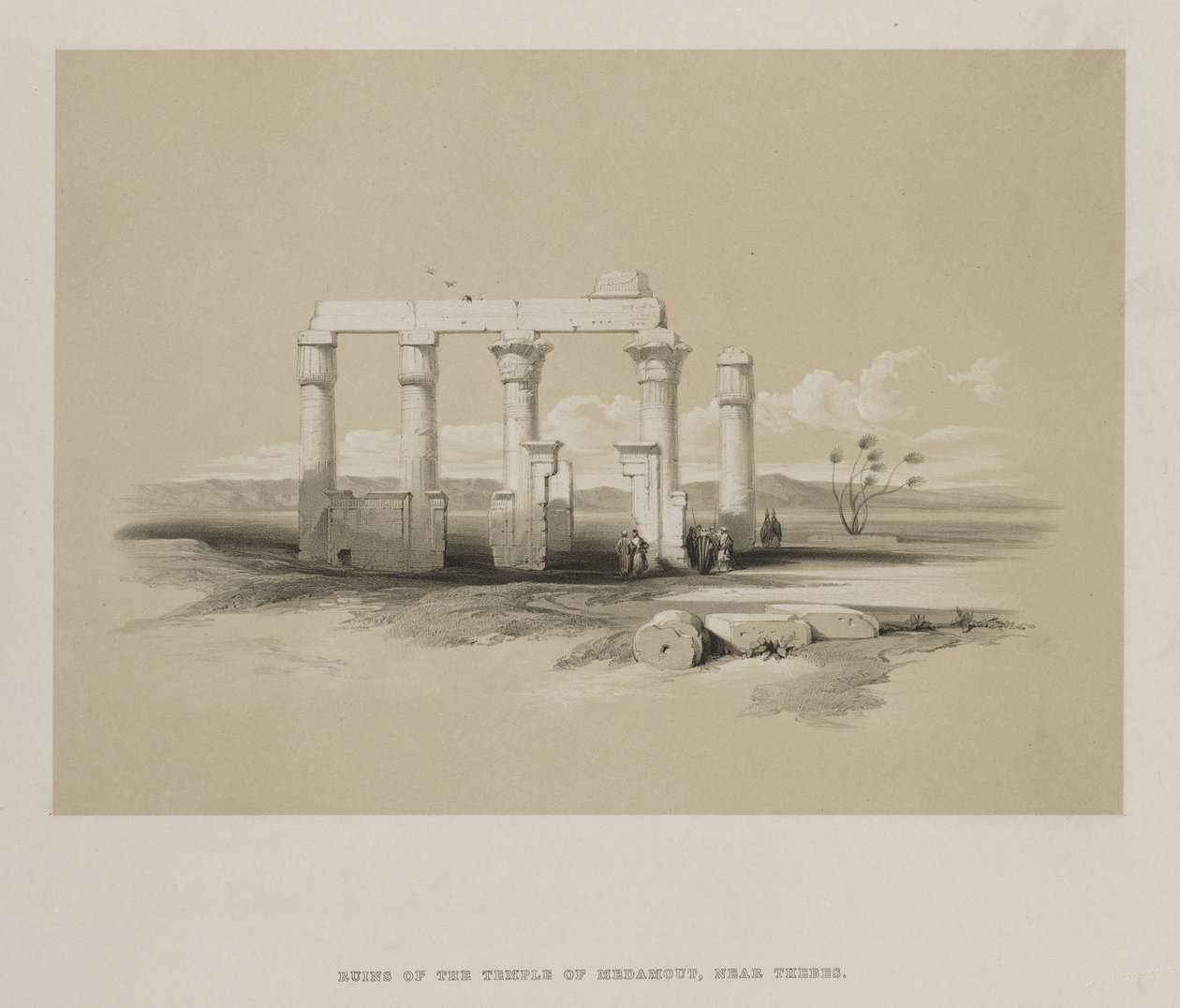 Egipto y Nubia, Volumen II: Ruinas del Templo de Madamoud, en Tebas de Louis Haghe