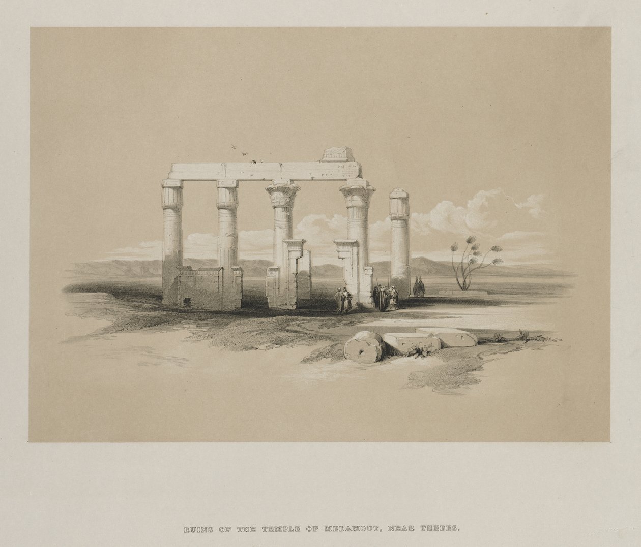 Egipto y Nubia, Volumen II: Ruinas del Templo de Madamoud, en Tebas, 1847 de Louis Haghe