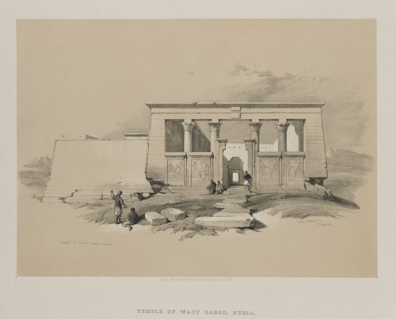 Egipto y Nubia, Volumen II: Templo en Wady Dabod, Nubia, 1848 de Louis Haghe