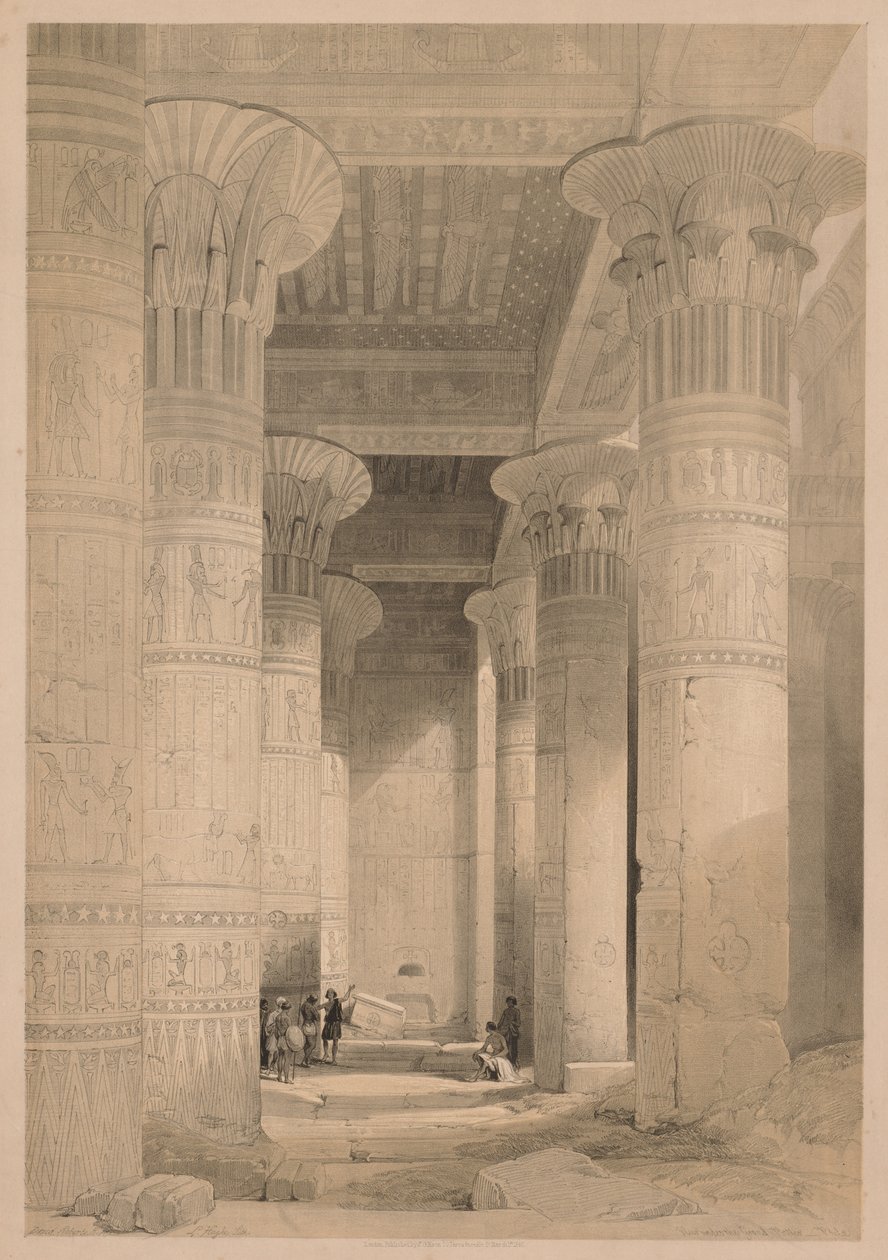 Egipto y Nubia: Volumen I - Frontispicio, Vista bajo el gran pórtico, Philae de Louis Haghe