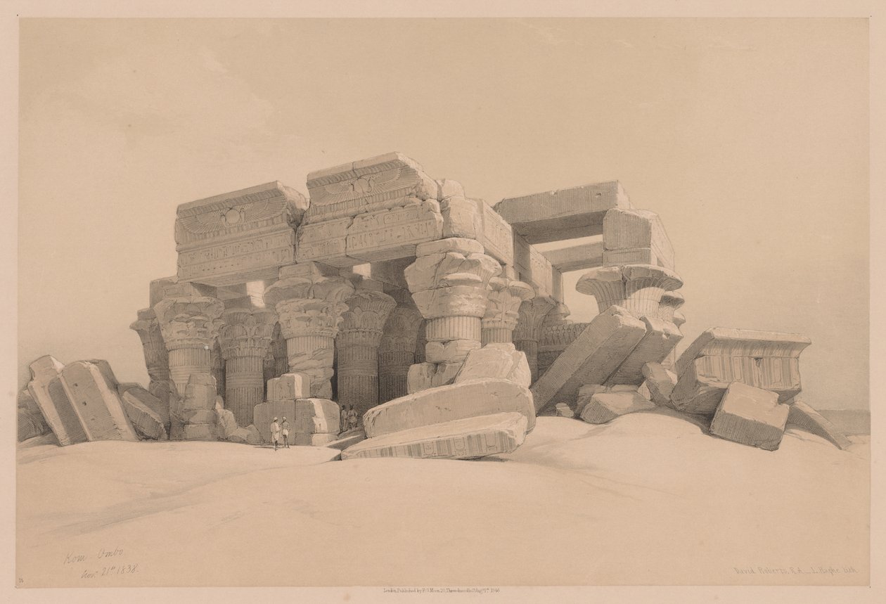 Egipto y Nubia: Volumen I - No. 1, No. 2, Restos del pórtico del Templo de Kom Ombo de Louis Haghe