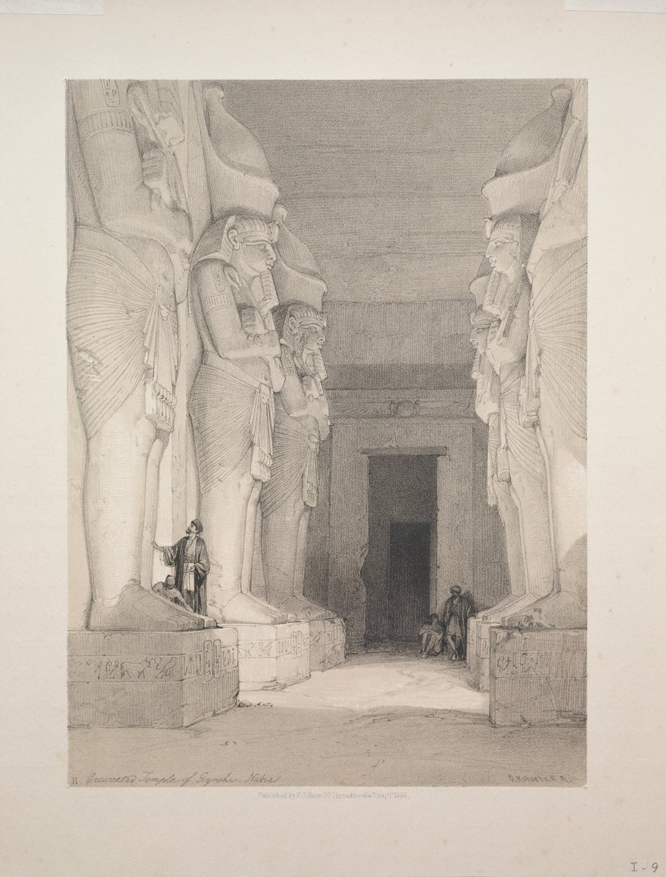 Egipto y Nubia: Volumen I - No. 9, Templo excavado de Gyrshe, Nubia de Louis Haghe