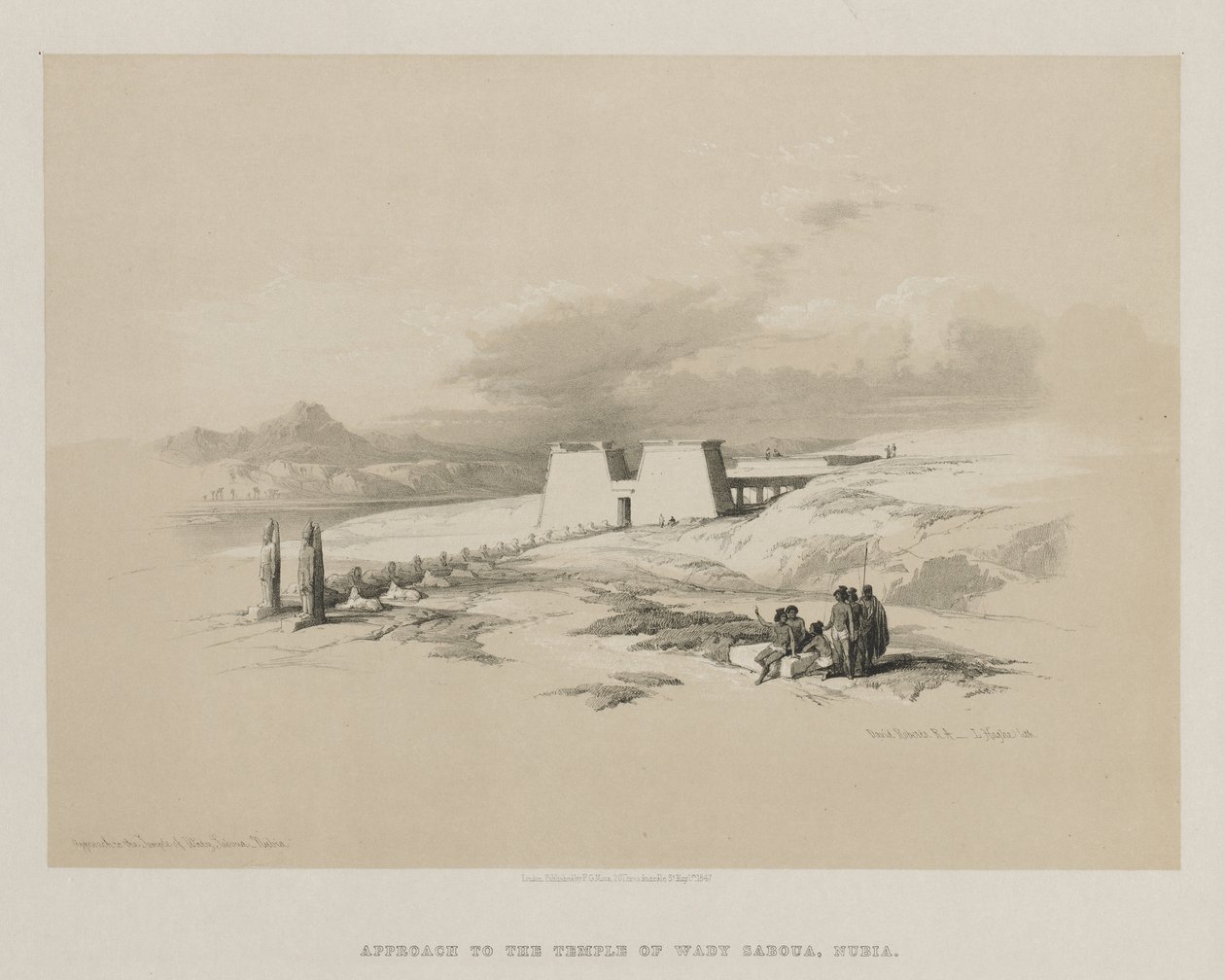 Egipto y Nubia, Volumen I: Aproximación al Templo de Wady Saboua, Nubia, 1847 de Louis Haghe