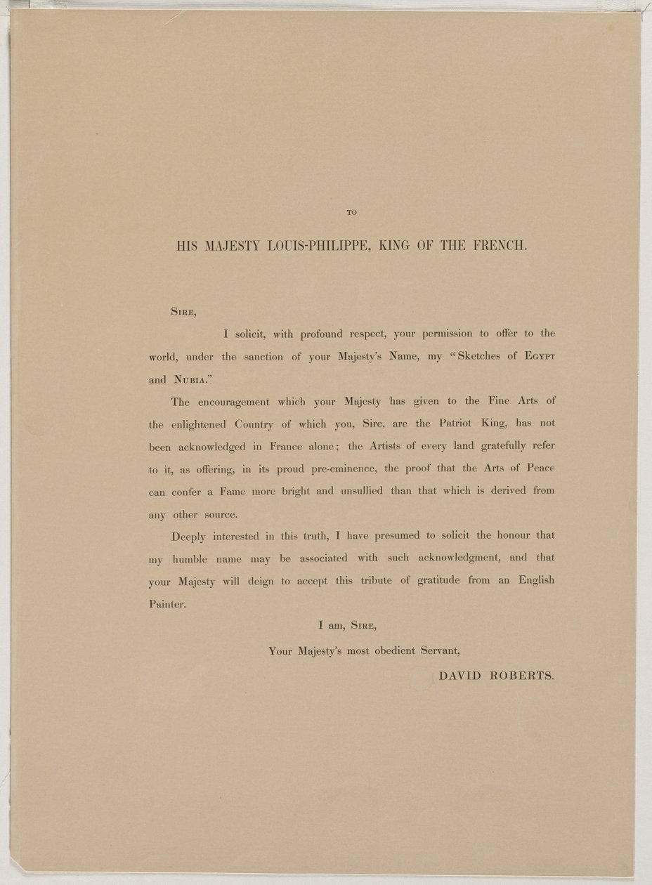 Egipto y Nubia, Volumen I: Página de Dedicación, 1846 de Louis Haghe