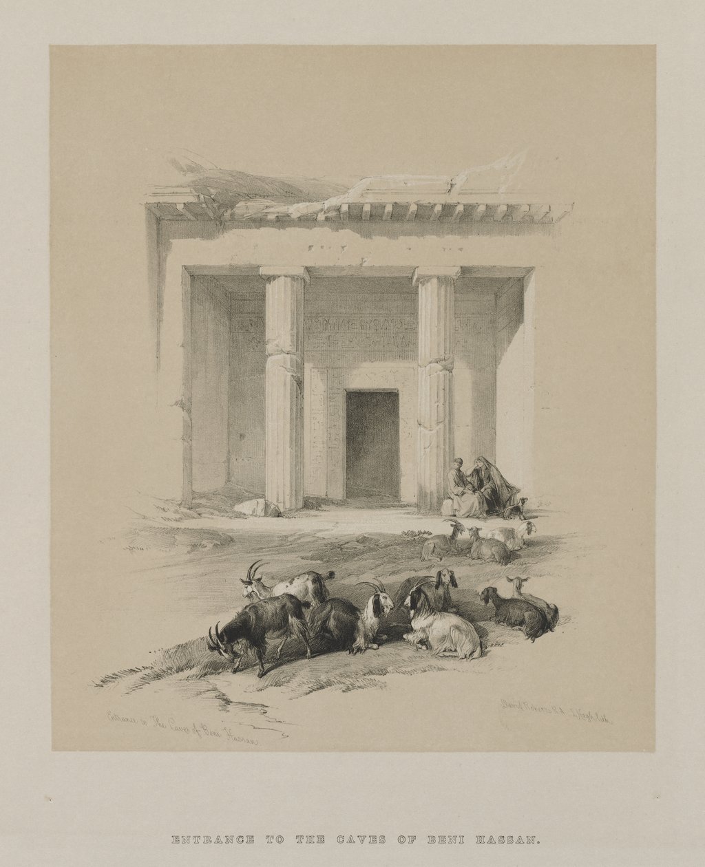 Egipto y Nubia, Volumen I: Entrada a las Cuevas de Beni-Hasan de Louis Haghe