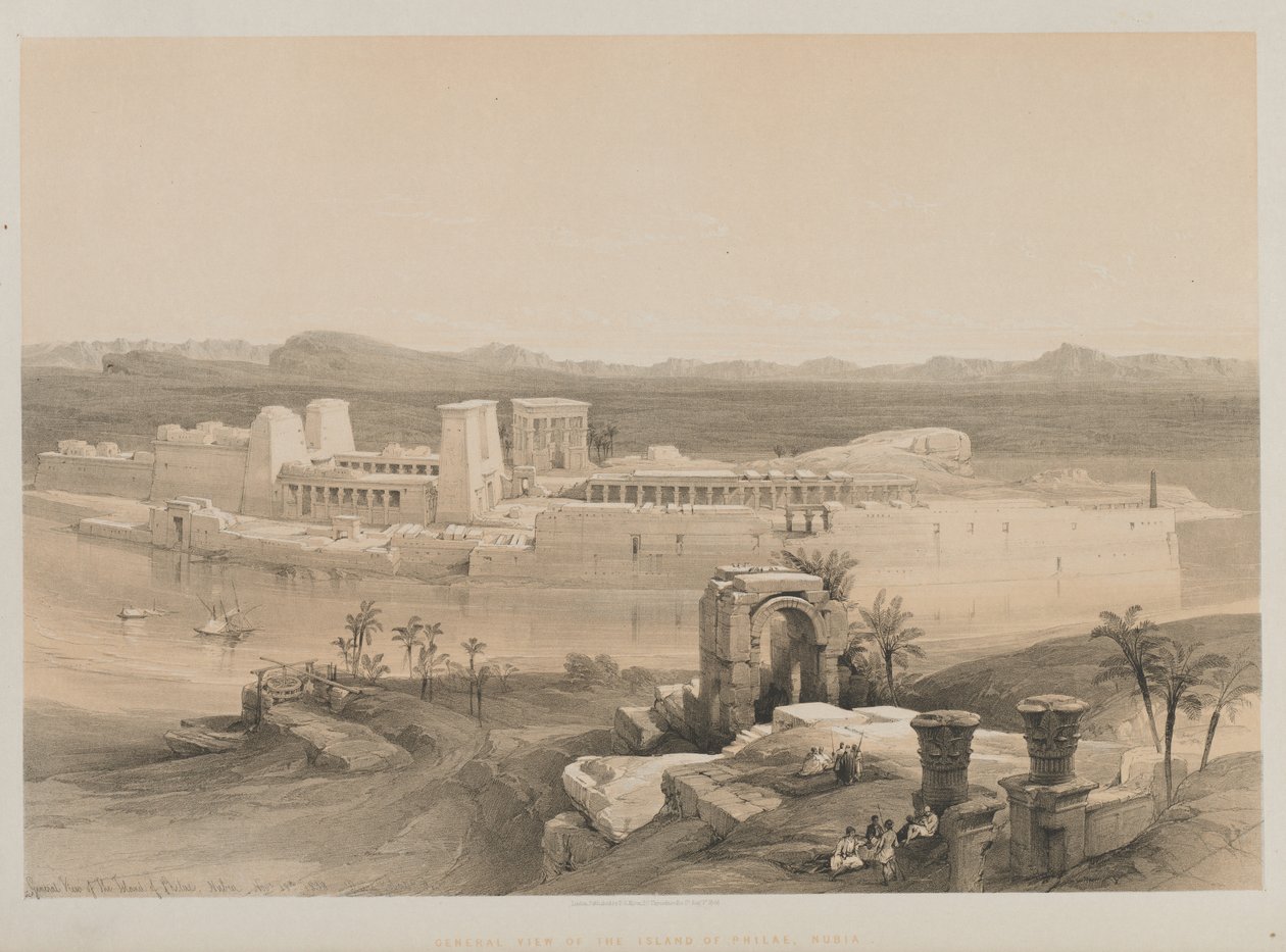 Egipto y Nubia, Volumen I: Vista general de la Isla de Filae, Nubia, 1846 de Louis Haghe