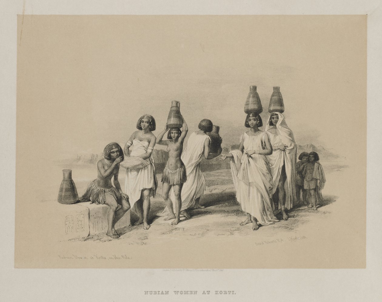 Egipto y Nubia, Volumen I: Mujeres nubias en Kortie, en el Nilo de Louis Haghe