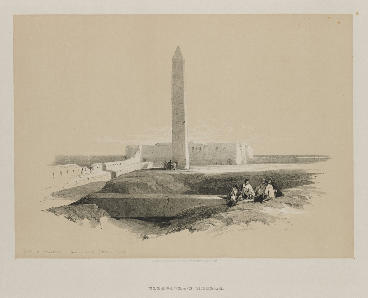 Egipto y Nubia, Volumen I: Obelisco en Alejandría, comúnmente llamado Aguja de Cleopatra, 1846 de Louis Haghe