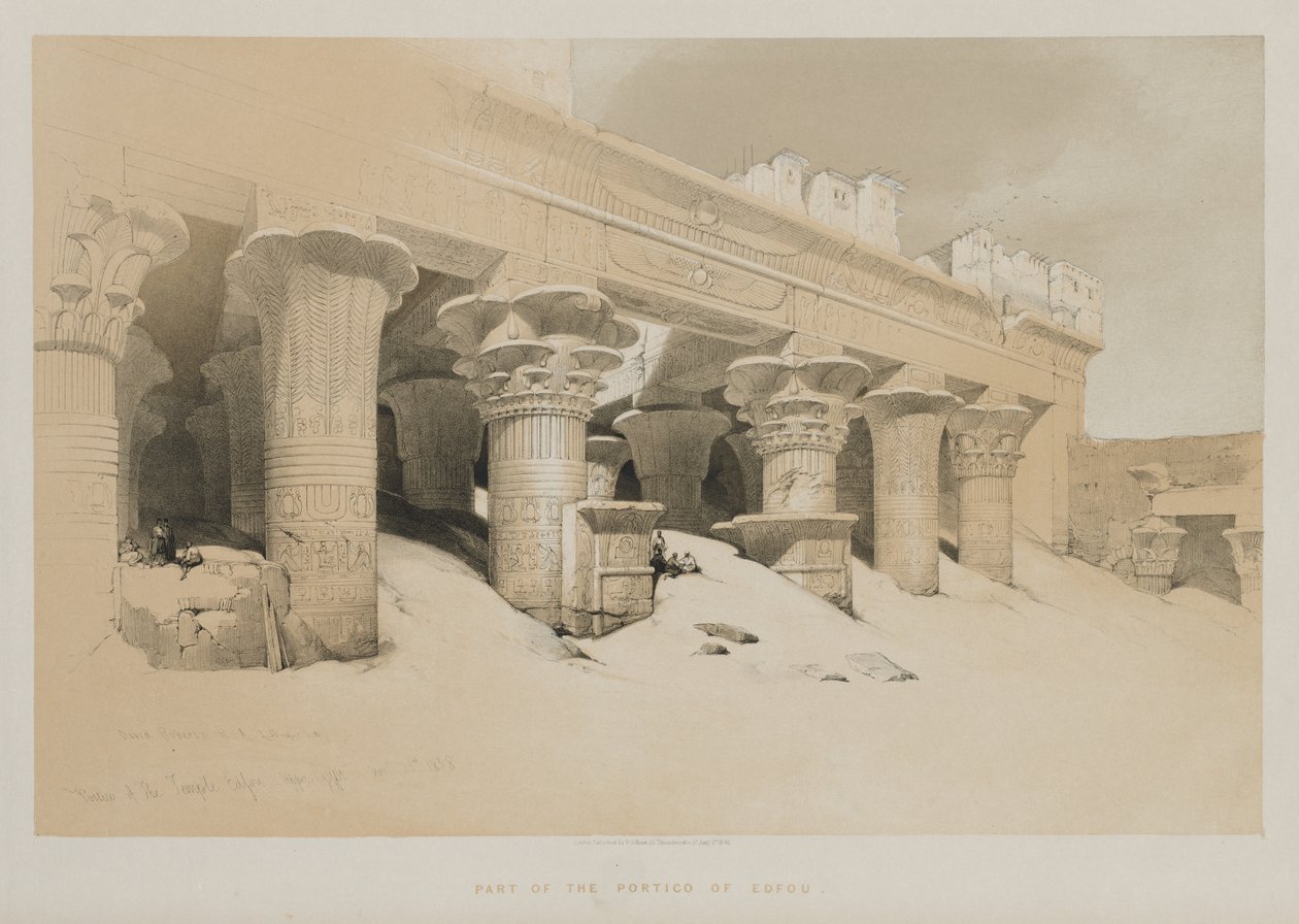 Egipto y Nubia Volumen I: Pórtico del Templo Edfou, Alto Egipto, 1846 de Louis Haghe