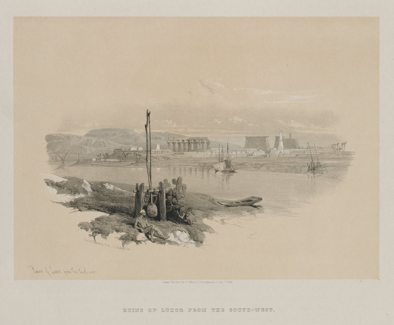 Egipto y Nubia, Volumen I: Ruinas de Luxor desde el suroeste de Louis Haghe