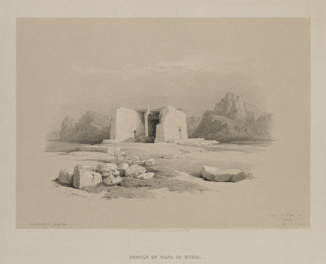 Egipto y Nubia, Volumen I: Templo en Tafa en Nubia, 1846 de Louis Haghe