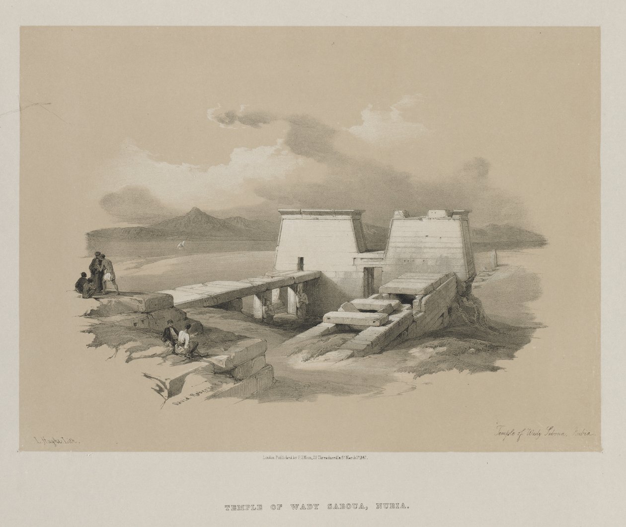Egipto y Nubia, Volumen I: Templo de Wady Saboua, Nubia, 1846 de Louis Haghe