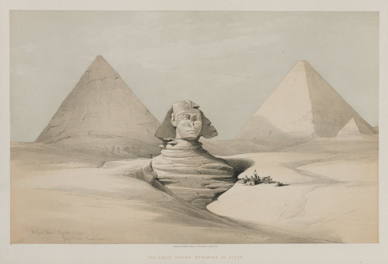 Egipto y Nubia, Volumen I: La Gran Esfinge, Pirámides de Gizeh, 1846 de Louis Haghe